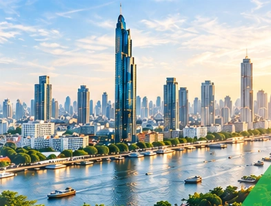 Bangkok riverfront illustration from the approved website concept