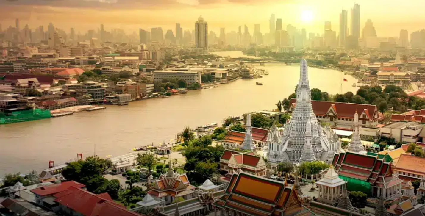 Bangkok and the Chao Phraya River at sunset